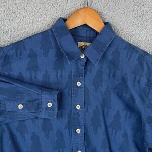 Barn Fly Western Shirt Women Medium All Over Print Shadow Horse Cowboy Rodeo USA